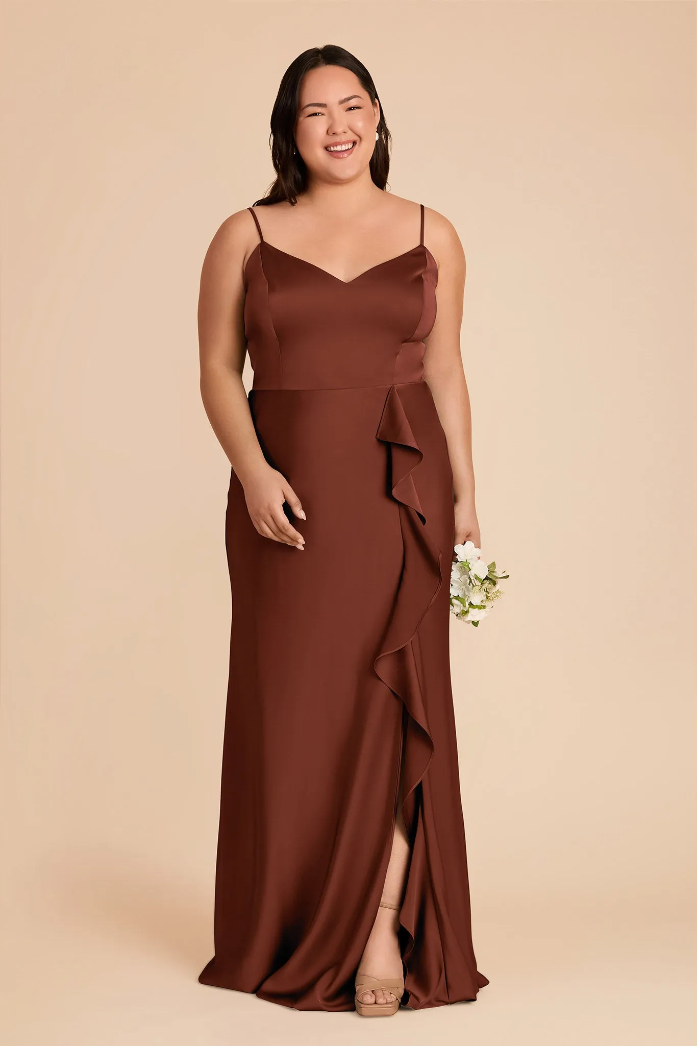 Theresa Matte Satin Dress - Cognac sold by Birdy Grey product image thumbnail 2