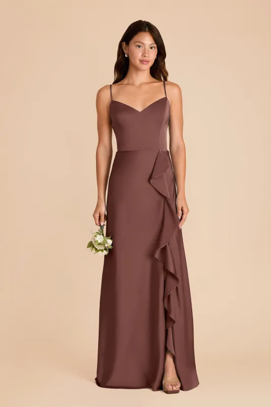 Theresa Matte Satin Dress - Chocolate Brown sold by Birdy Grey