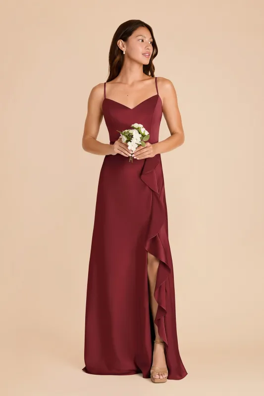 Theresa Matte Satin Dress - Burgundy sold by Birdy Grey