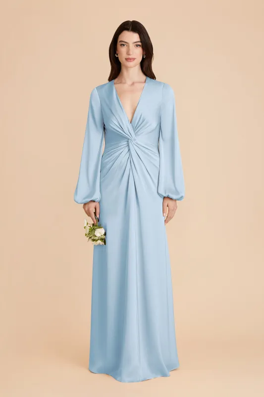 Juniper Matte Satin Dress - Sky Blue sold by Birdy Grey