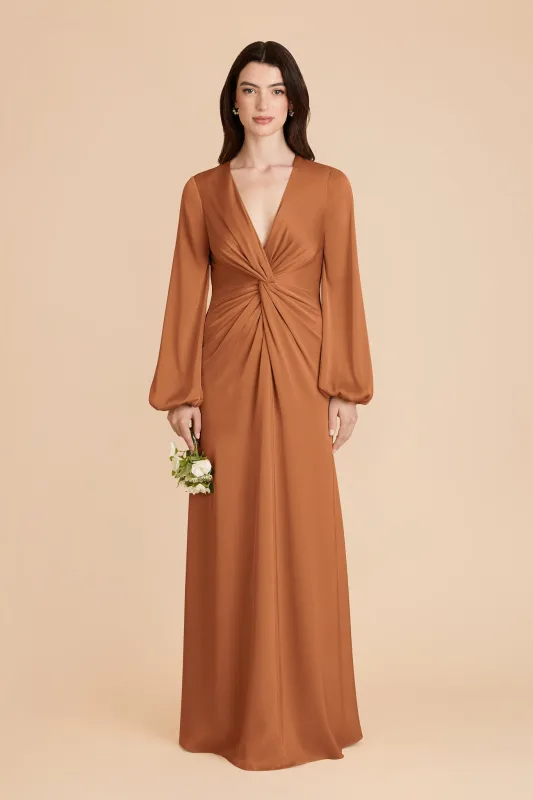Juniper Matte Satin Dress - Rust made by Birdy Grey
