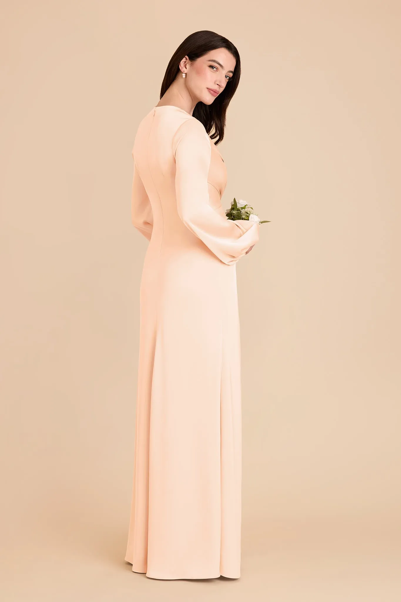 Juniper Matte Satin Dress - Peach Cream sold by Birdy Grey product image thumbnail 4