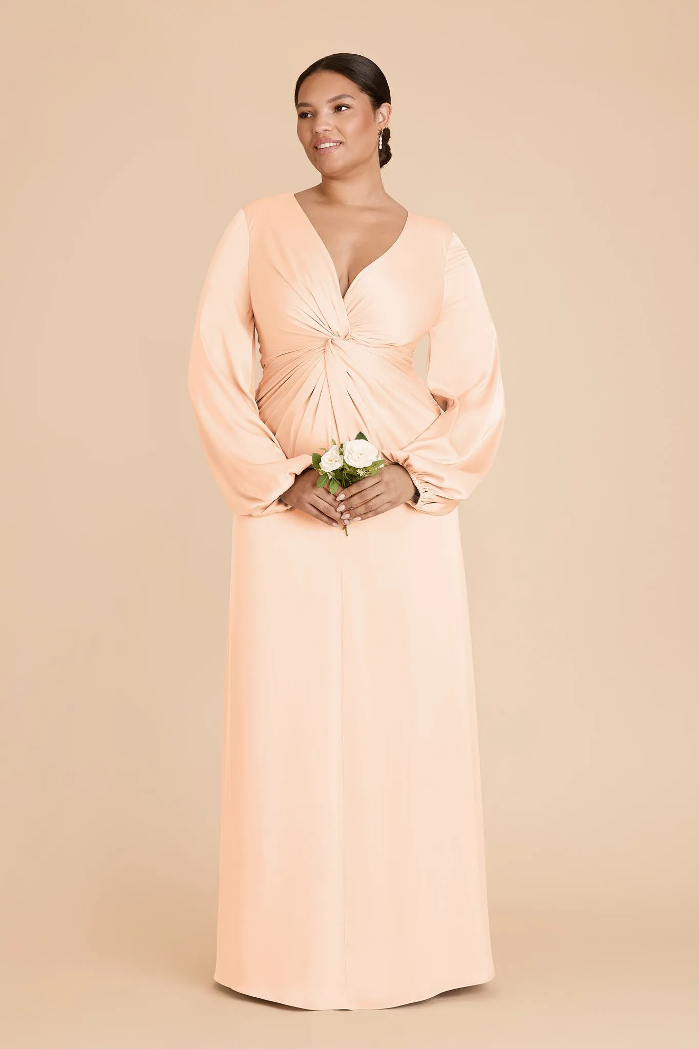 Juniper Matte Satin Dress - Peach Cream sold by Birdy Grey product image thumbnail 2