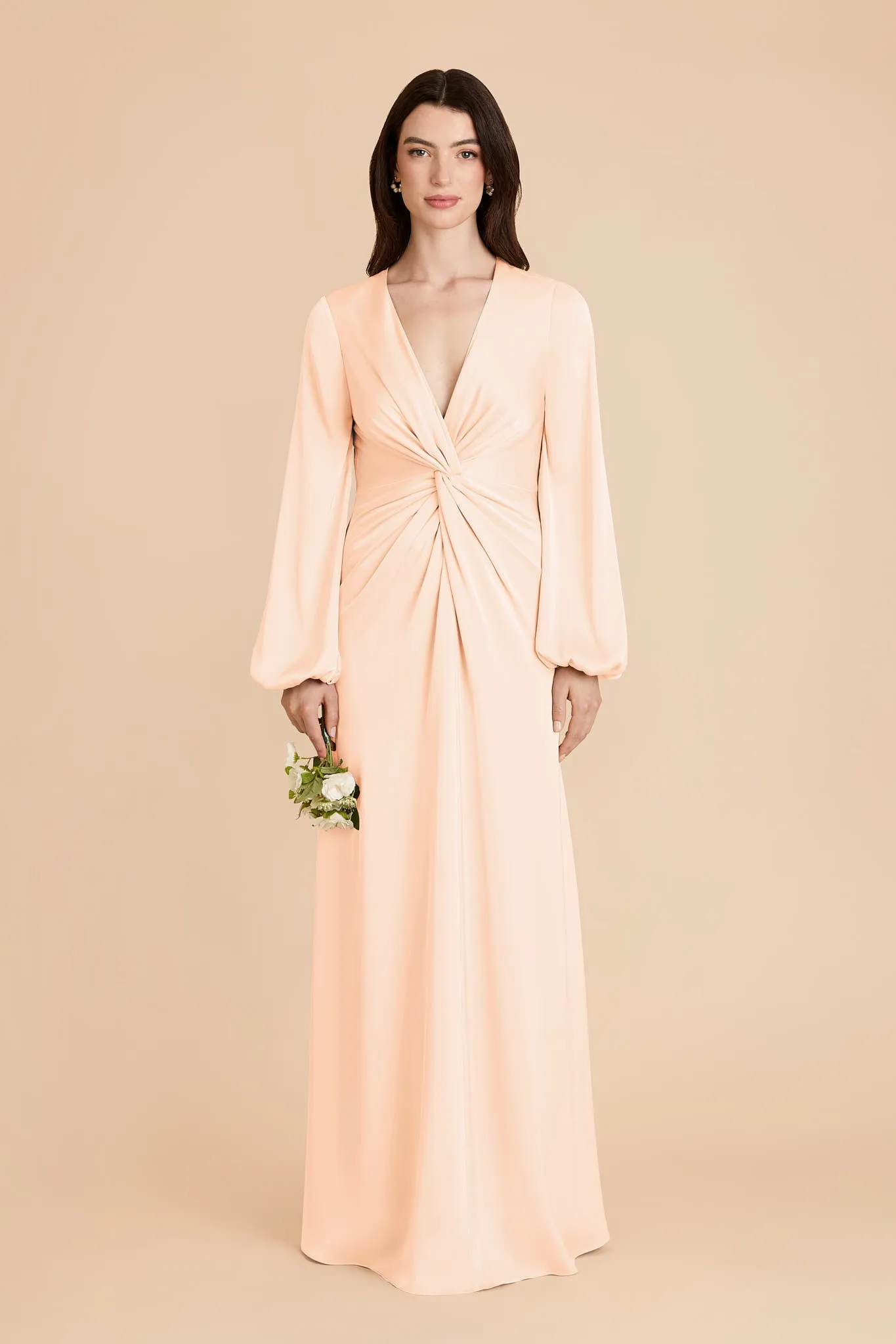 Juniper Matte Satin Dress - Peach Cream sold by Birdy Grey product image thumbnail 3