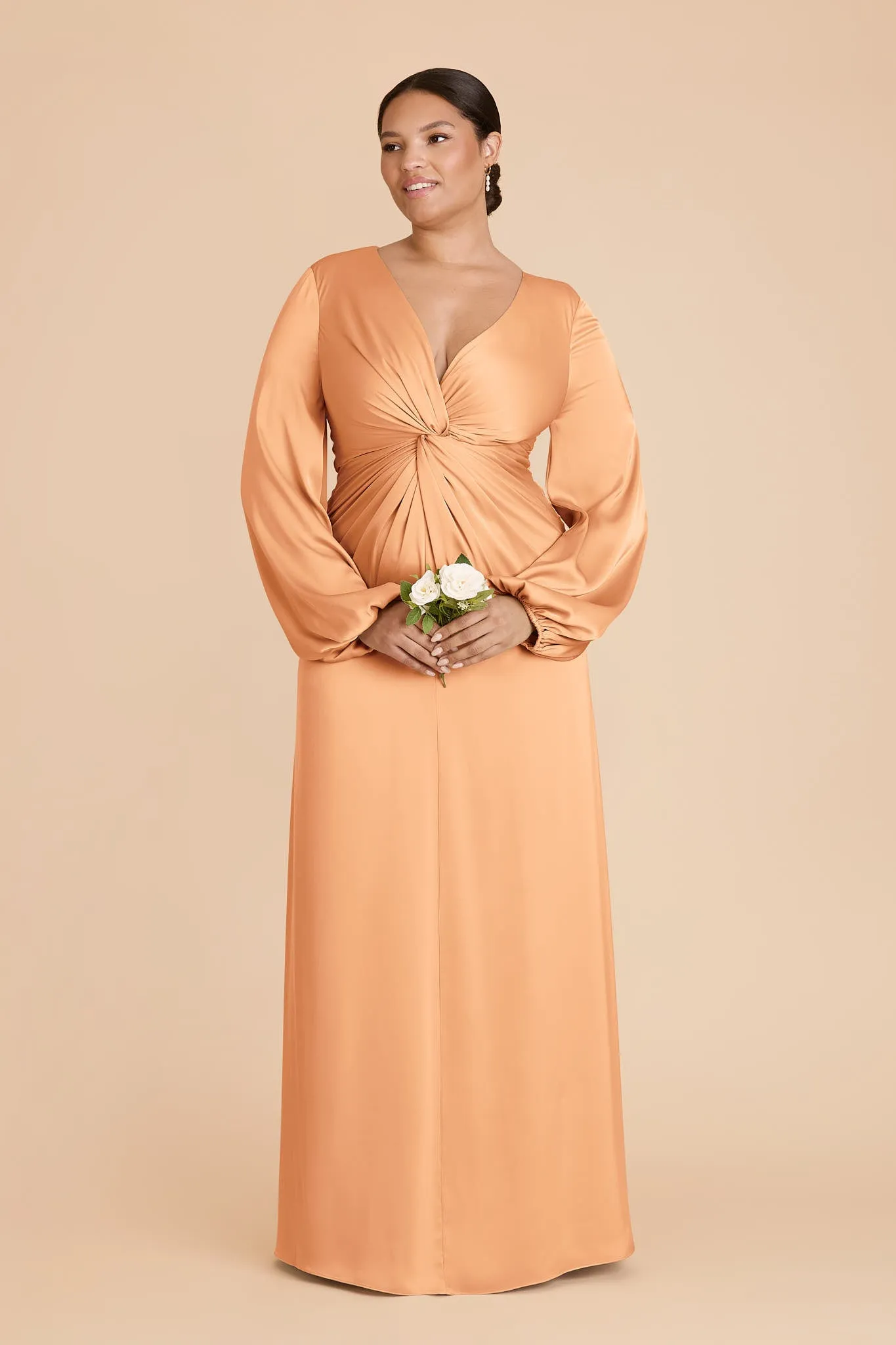 Juniper Matte Satin Dress - Peach sold by Birdy Grey product image thumbnail 2