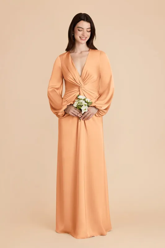 Juniper Matte Satin Dress - Peach sold by Birdy Grey
