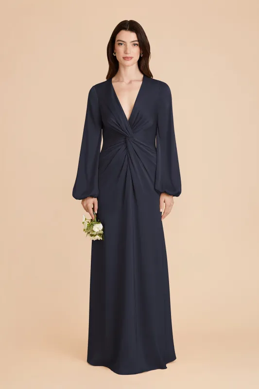 Juniper Matte Satin Dress - Navy sold by Birdy Grey