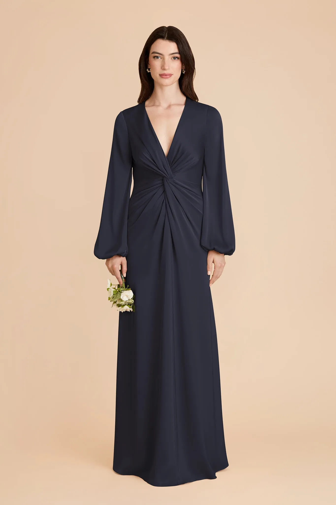 Juniper Matte Satin Dress - Navy sold by Birdy Grey