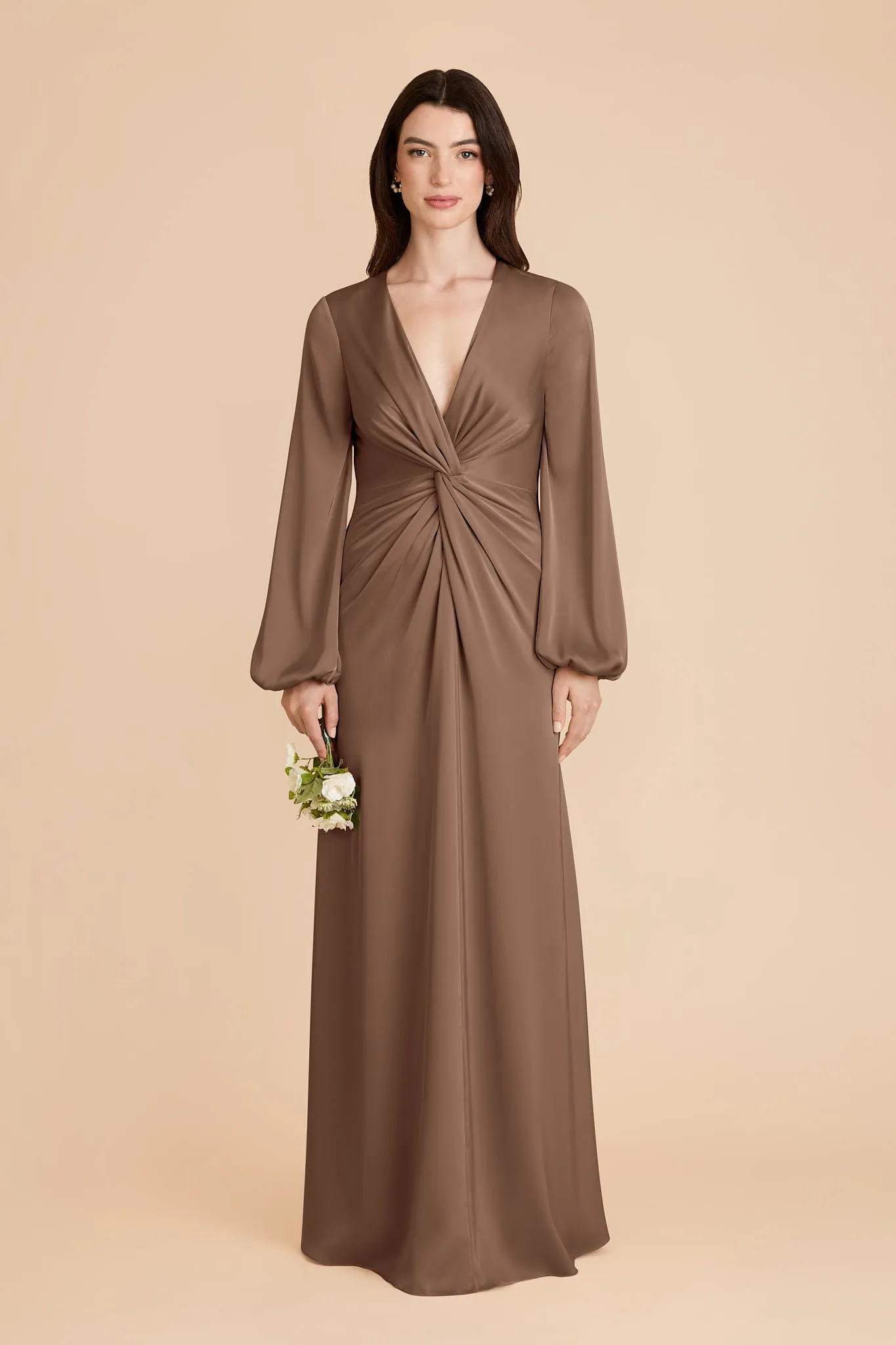 Juniper Matte Satin Dress - Mocha sold by Birdy Grey product image thumbnail 3