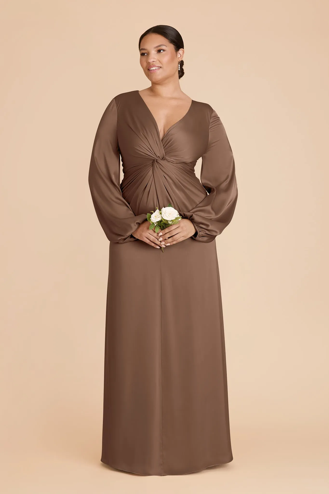 Juniper Matte Satin Dress - Mocha sold by Birdy Grey product image thumbnail 2