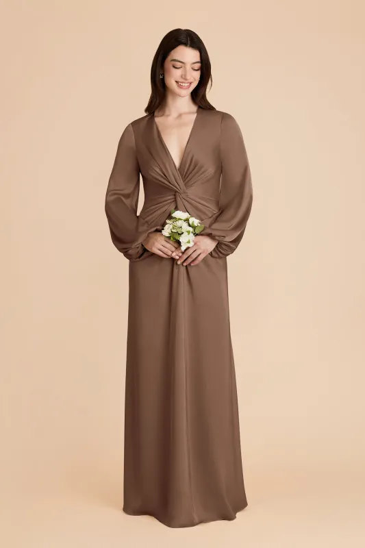 Juniper Matte Satin Dress - Mocha sold by Birdy Grey