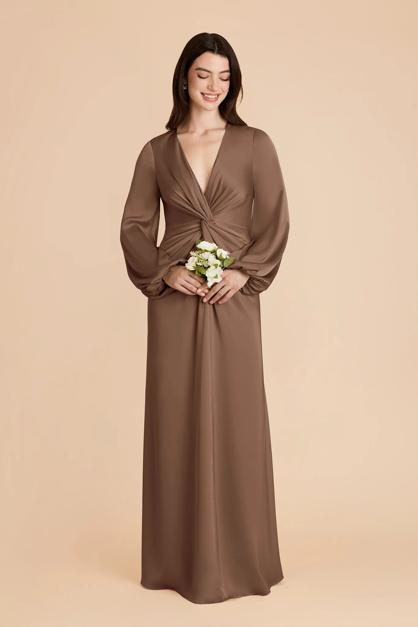 Juniper Matte Satin Dress - Mocha sold by Birdy Grey