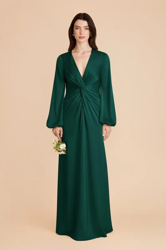 Juniper Matte Satin Dress - Emerald sold by Birdy Grey