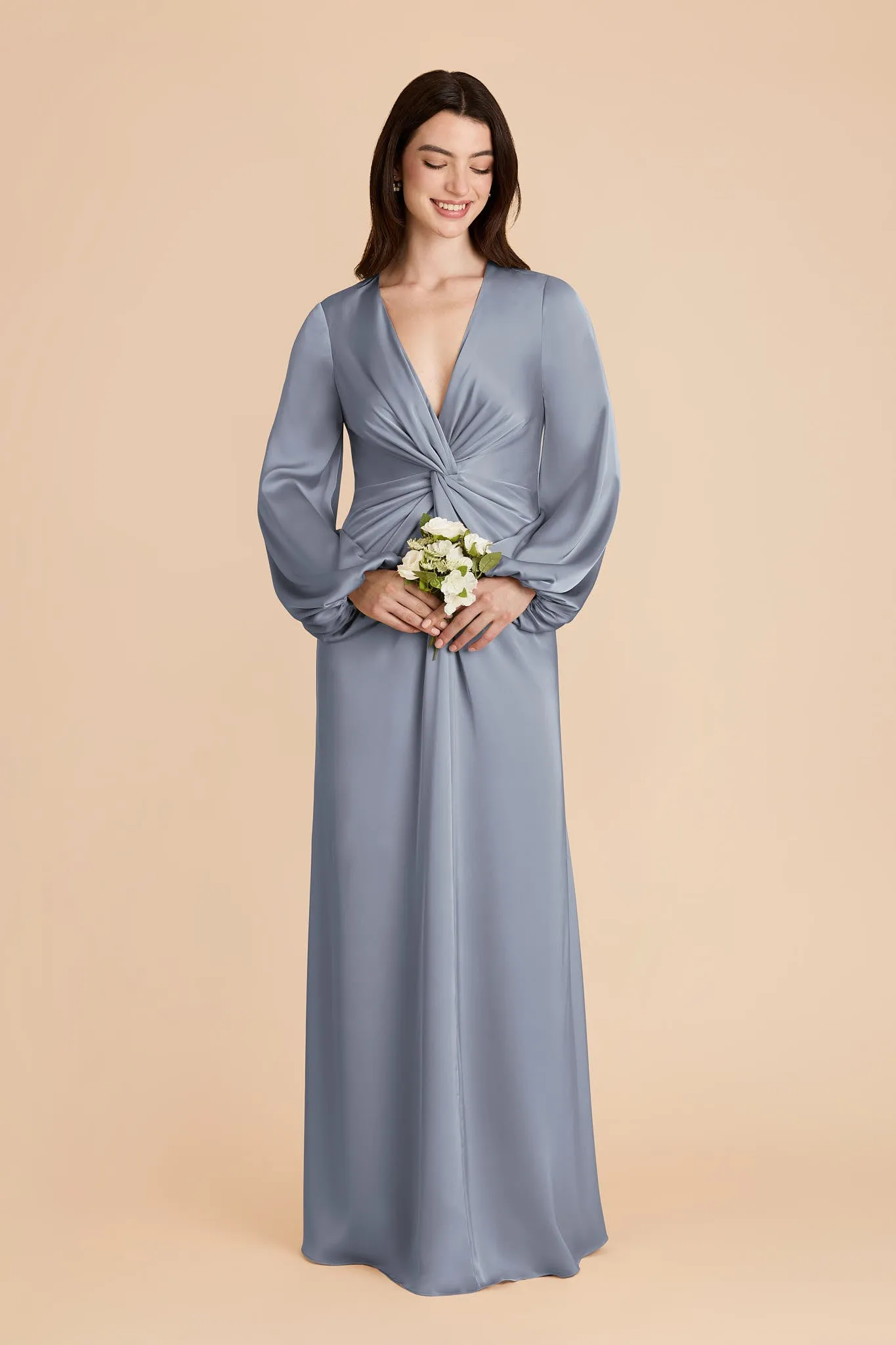 Juniper Matte Satin Dress - Dusty Blue sold by Birdy Grey product image thumbnail 3
