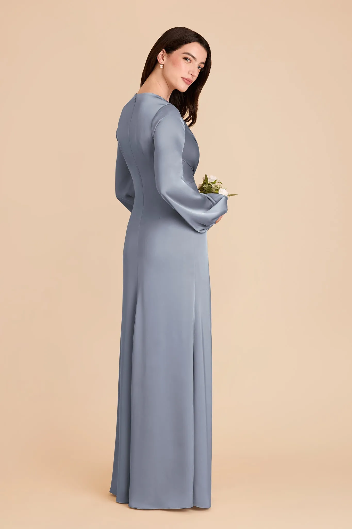Juniper Matte Satin Dress - Dusty Blue sold by Birdy Grey product image thumbnail 4