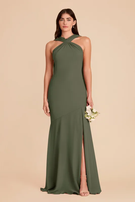 Eileen Chiffon Dress - Olive sold by Birdy Grey