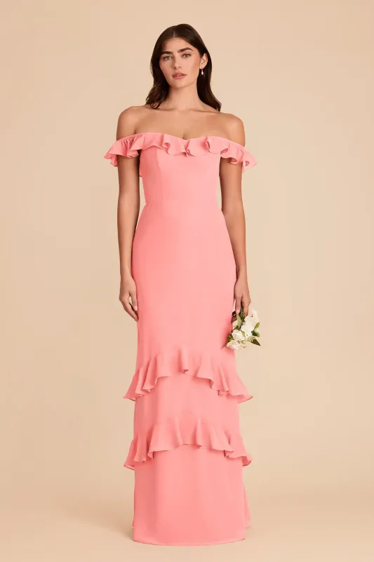 Luna Chiffon Dress - Coral Pink made by Birdy Grey