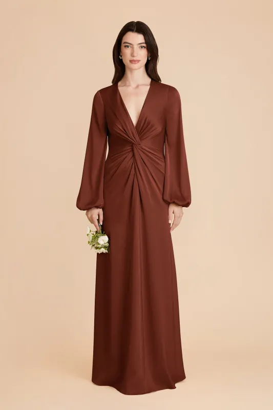 Juniper Matte Satin Dress - Cognac sold by Birdy Grey