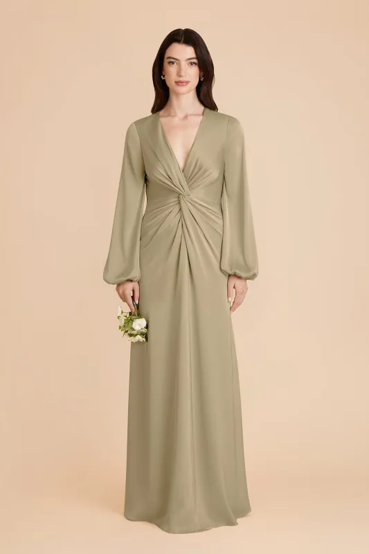 Juniper Matte Satin Dress - Moss Green sold by Birdy Grey