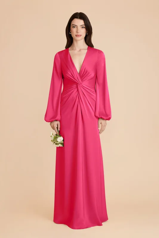 Juniper Matte Satin Dress - Fuchsia sold by Birdy Grey