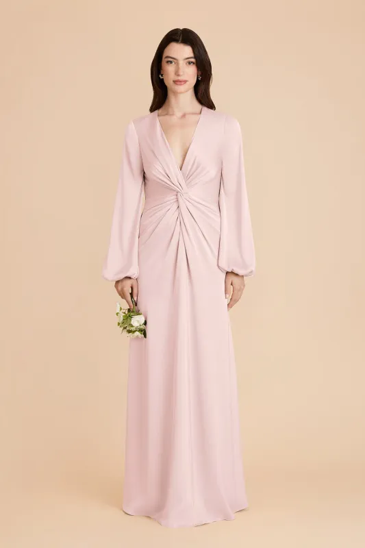 Juniper Matte Satin Dress - Pale Blush made by Birdy Grey
