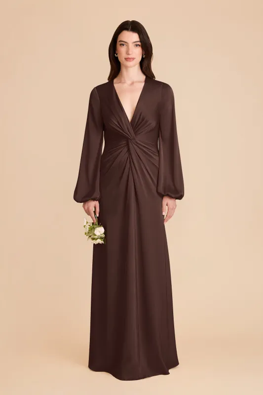 Juniper Matte Satin Dress - Espresso sold by Birdy Grey