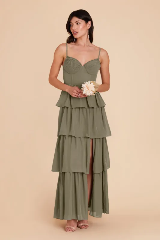 Lola Chiffon Dress - Moss Green sold by Birdy Grey