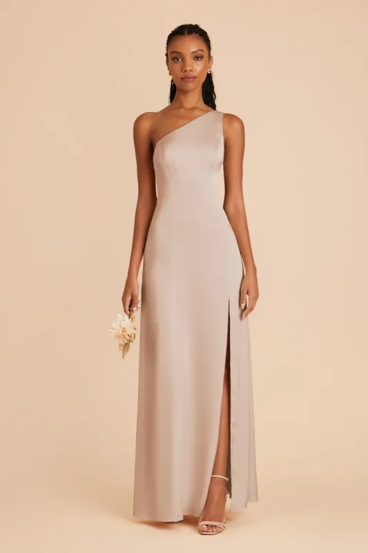 Kira Matte Satin Dress - Taupe sold by Birdy Grey
