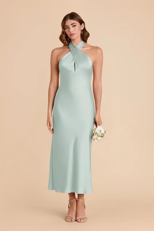 Monique Matte Satin Dress - Mint sold by Birdy Grey