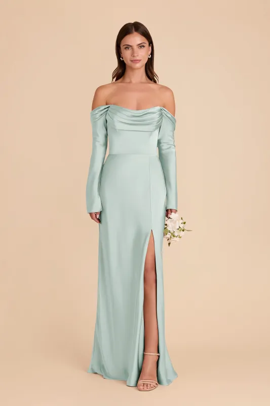 Maya Matte Satin Dress - Mint made by Birdy Grey