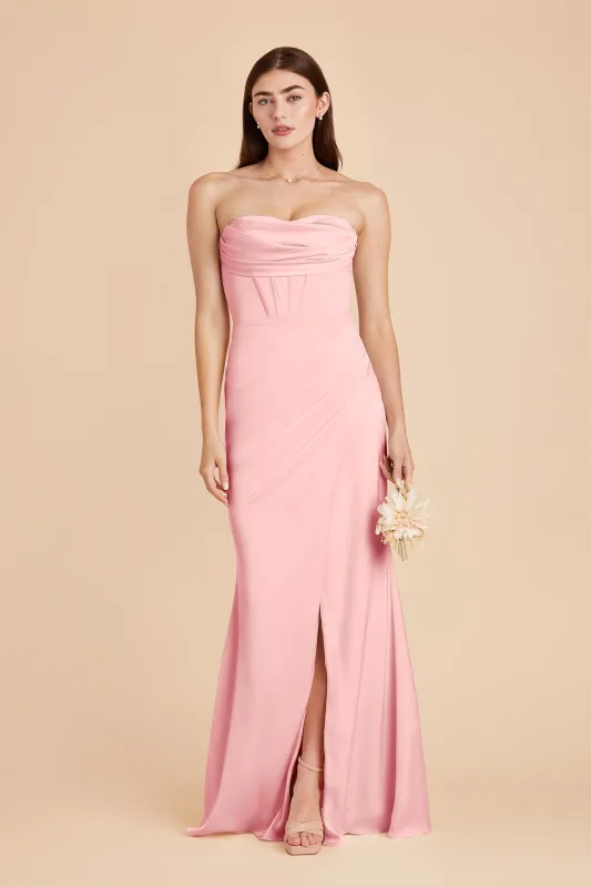 Catherine Matte Satin Dress - Bubblegum Pink made by Birdy Grey