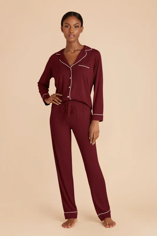 Jenna Bamboo Pajamas - Cabernet sold by Birdy Grey