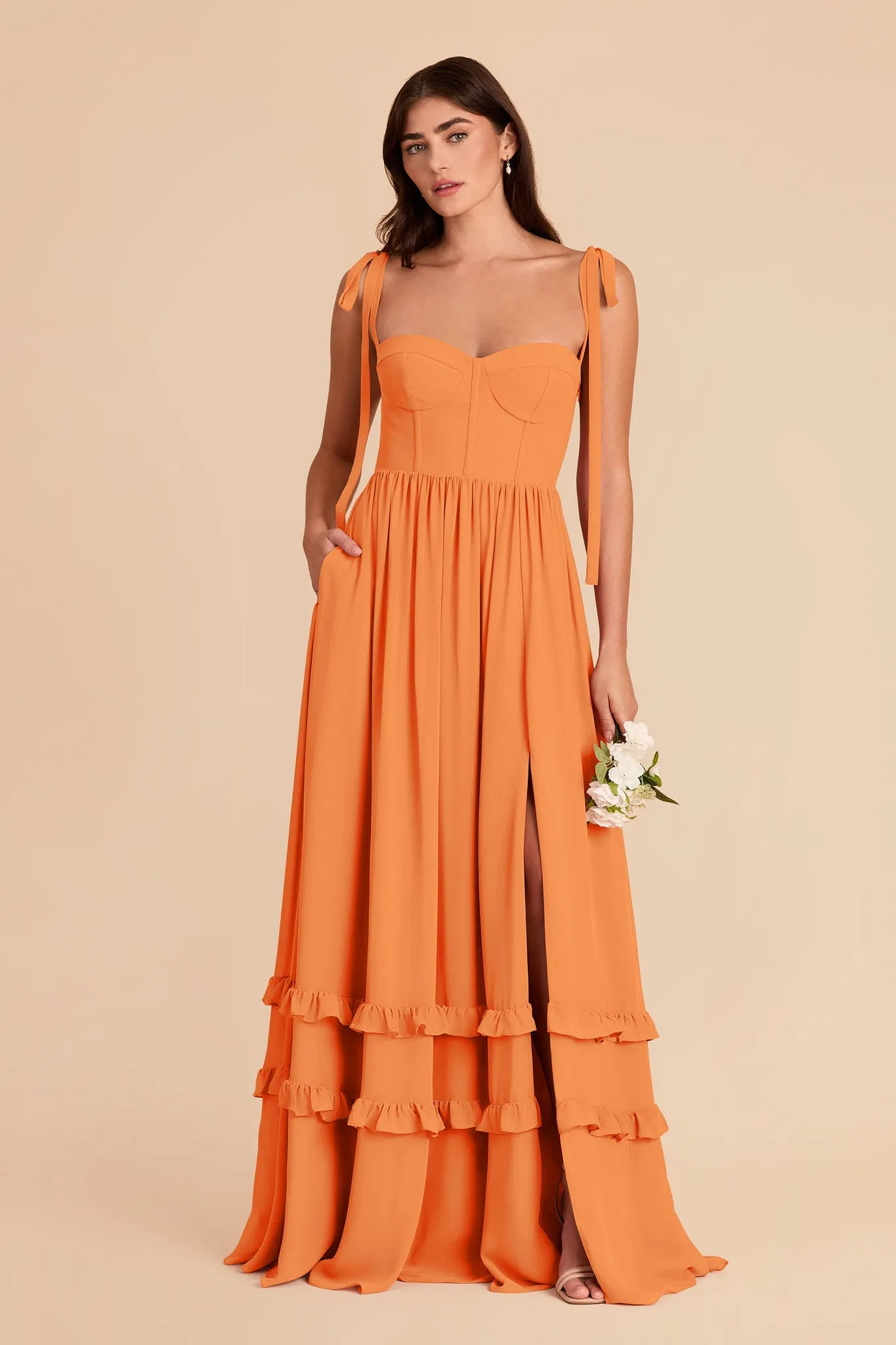 Evelyn Chiffon Dress - Apricot sold by Birdy Grey product image thumbnail 3