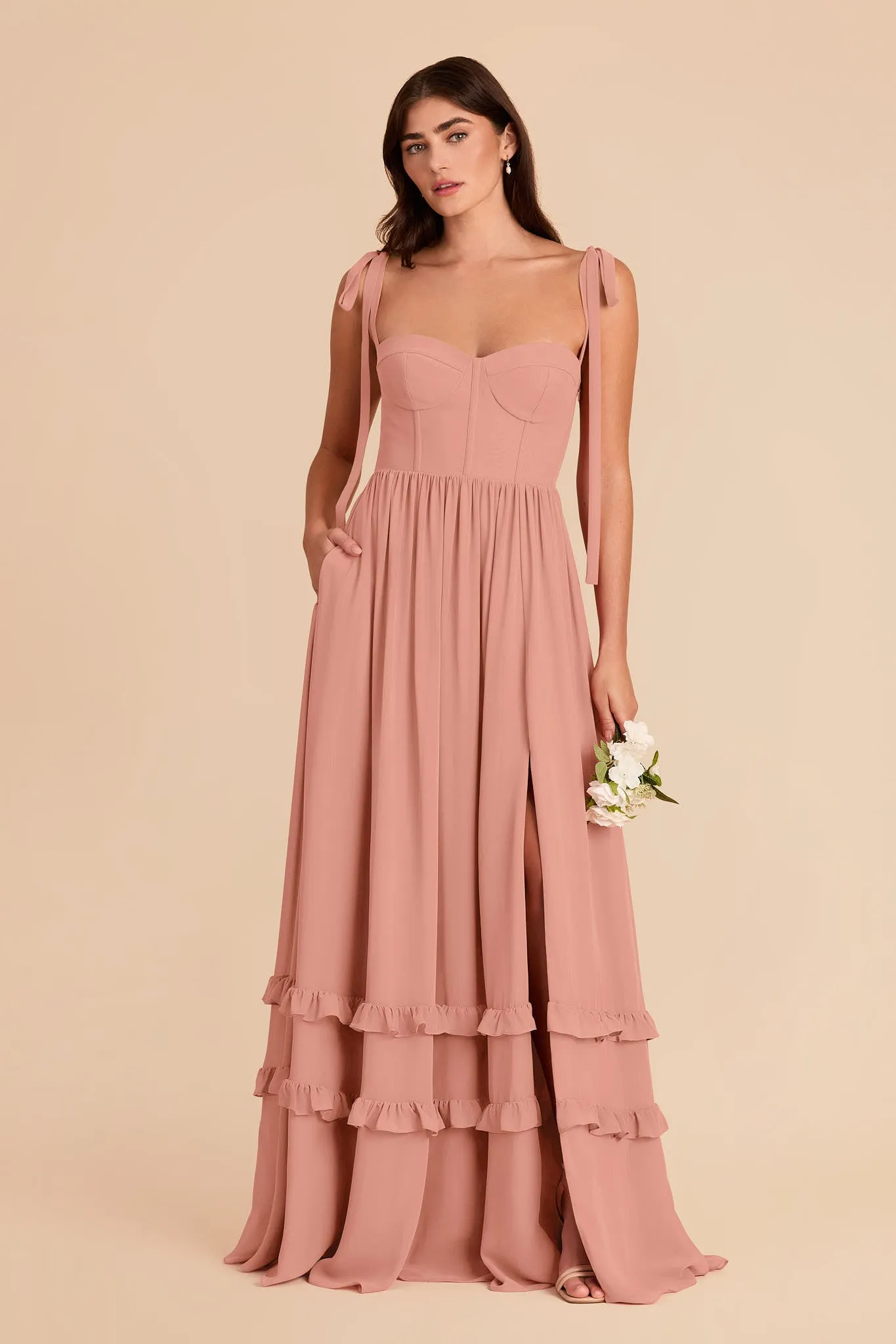 Evelyn Chiffon Dress - Dusty Rose sold by Birdy Grey product image thumbnail 3