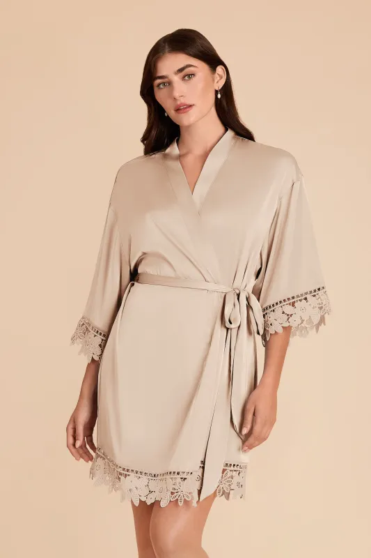 Claudine Matte Satin Robe - Neutral Champagne sold by Birdy Grey