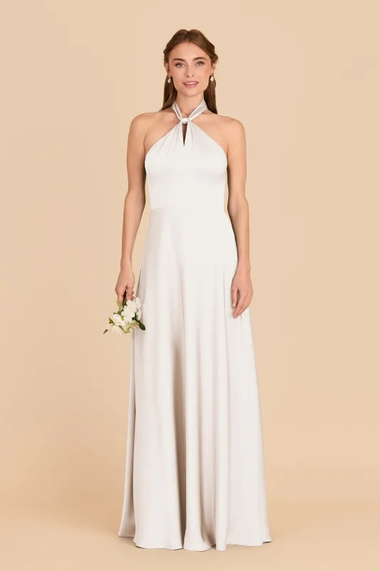 Monica Matte Satin Dress - White sold by Birdy Grey