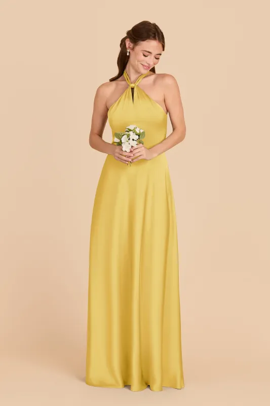 Monica Matte Satin Dress - Sunflower Yellow sold by Birdy Grey