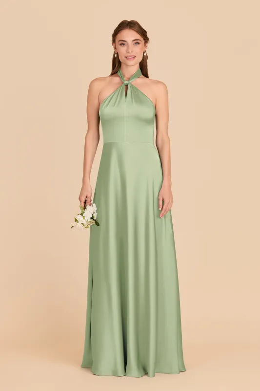 Monica Matte Satin Dress - Pistachio sold by Birdy Grey