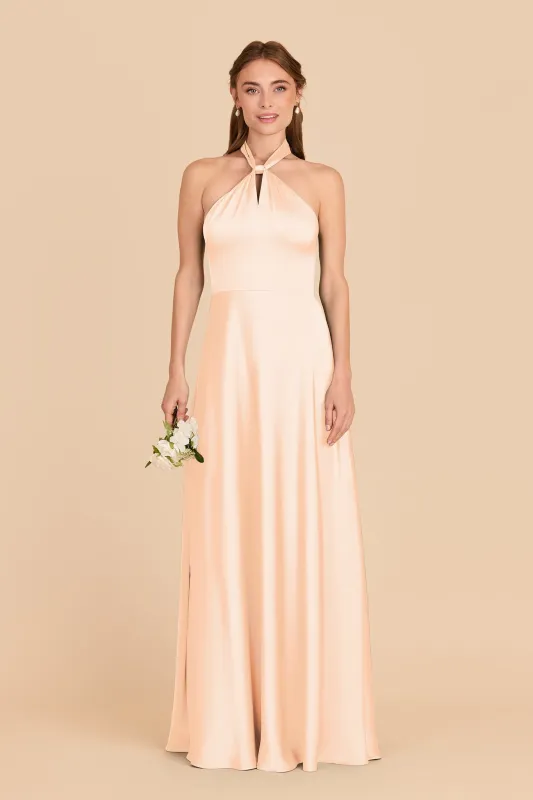 Monica Matte Satin Dress - Peach Cream sold by Birdy Grey