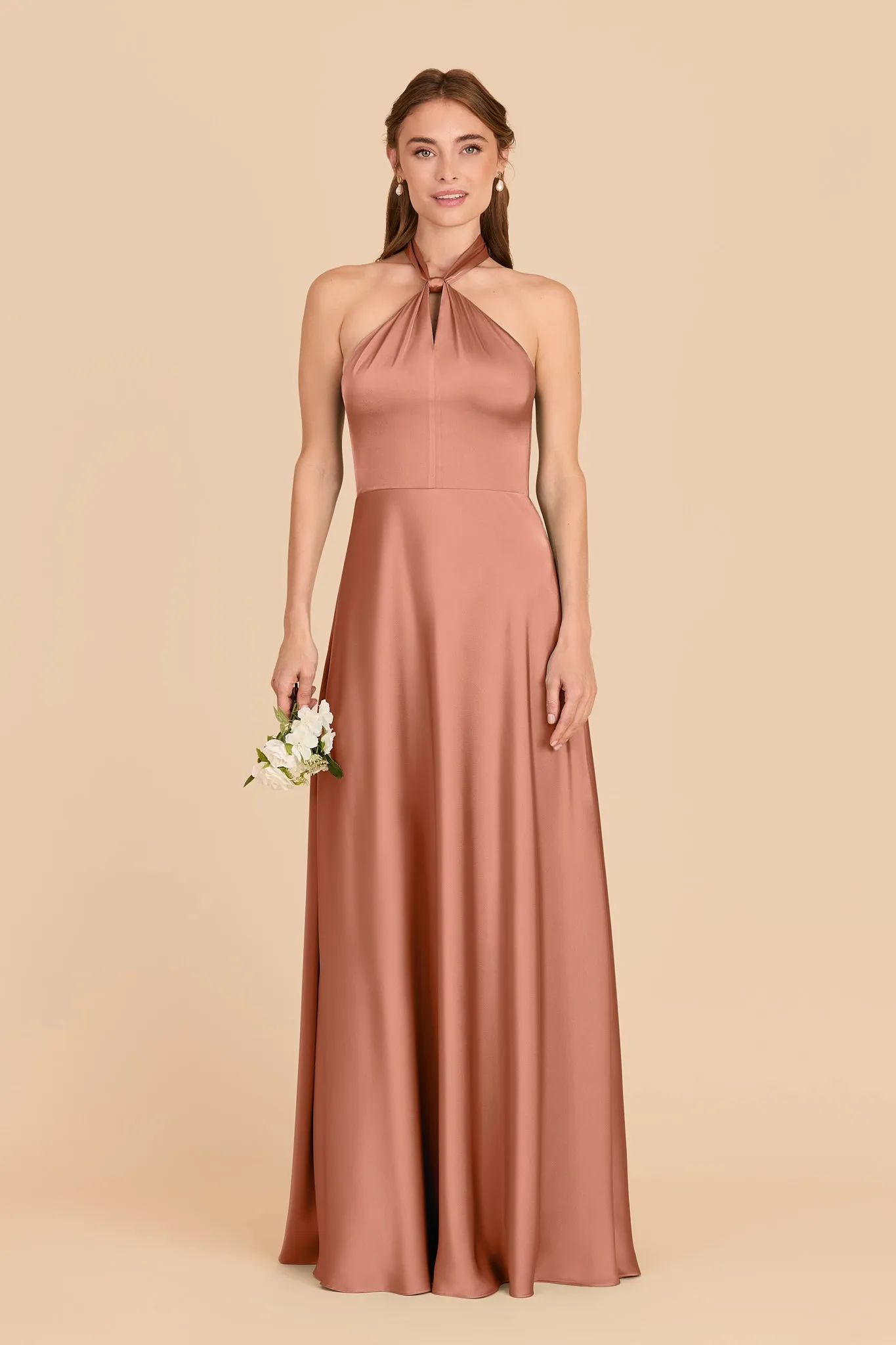 Monica Matte Satin Dress - Desert Rose sold by Birdy Grey