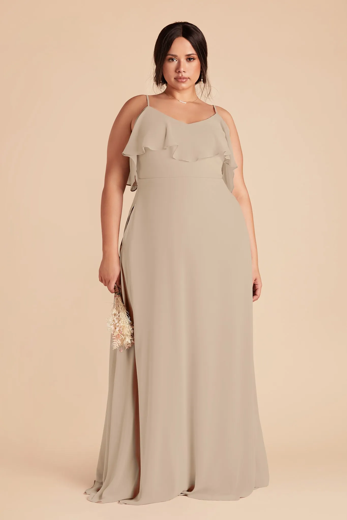 Jane Chiffon Dress - Almond sold by Birdy Grey