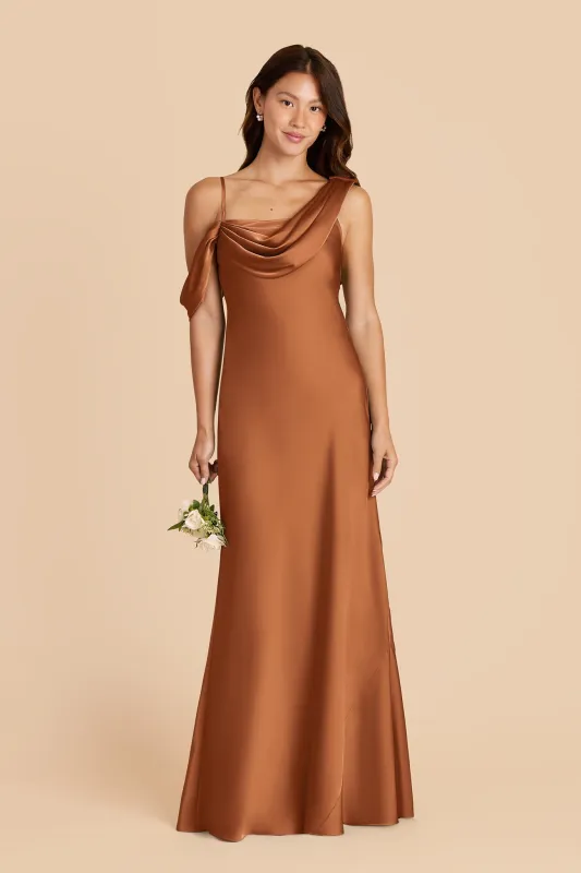 Freya Matte Satin Dress - Rust sold by Birdy Grey