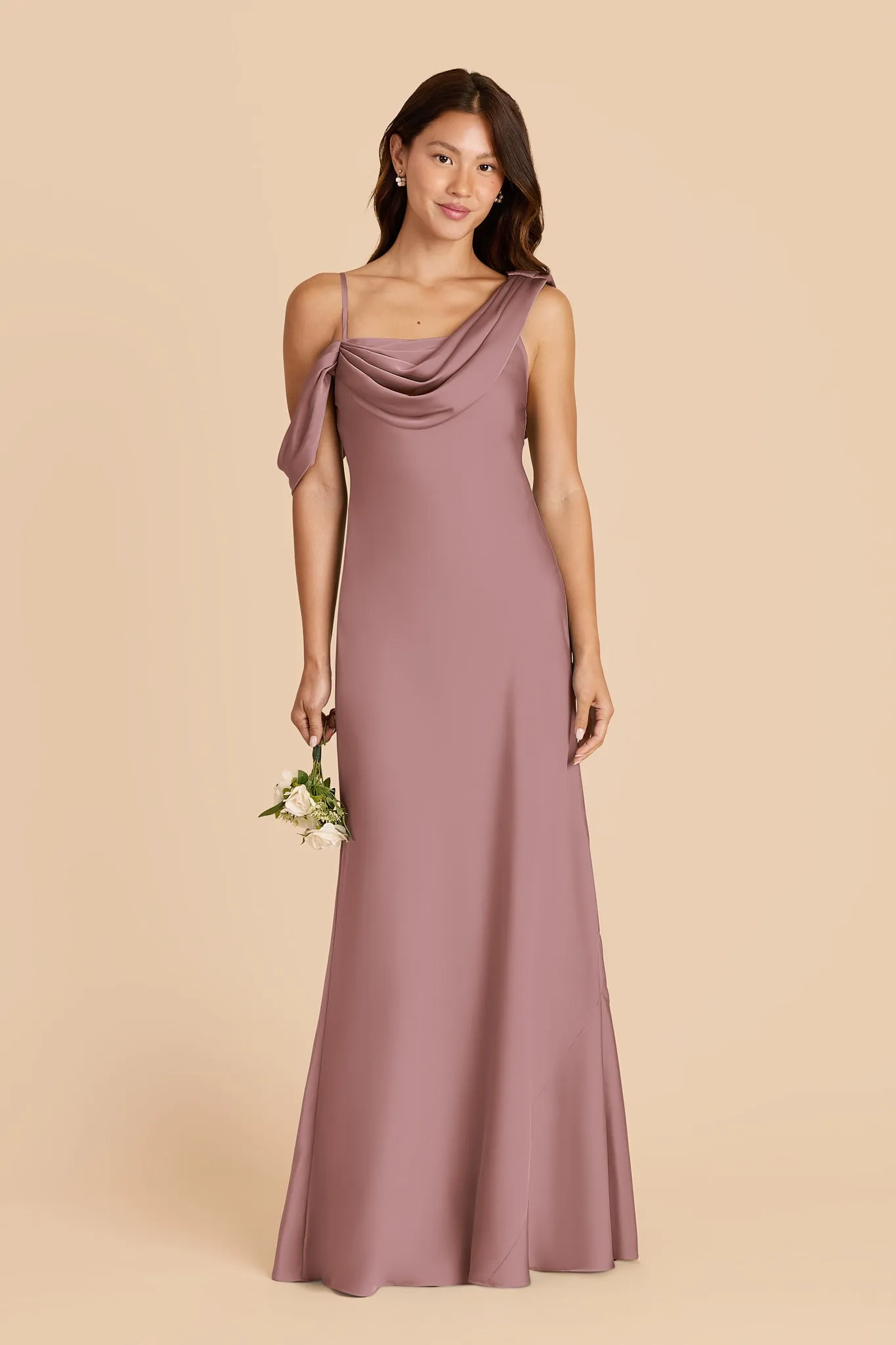 Freya Matte Satin Dress - Dark Mauve sold by Birdy Grey product image thumbnail 3