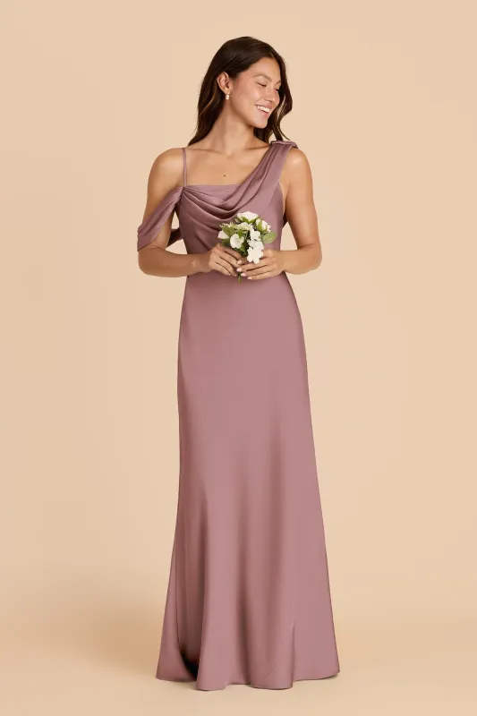 Freya Matte Satin Dress - Dark Mauve made by Birdy Grey