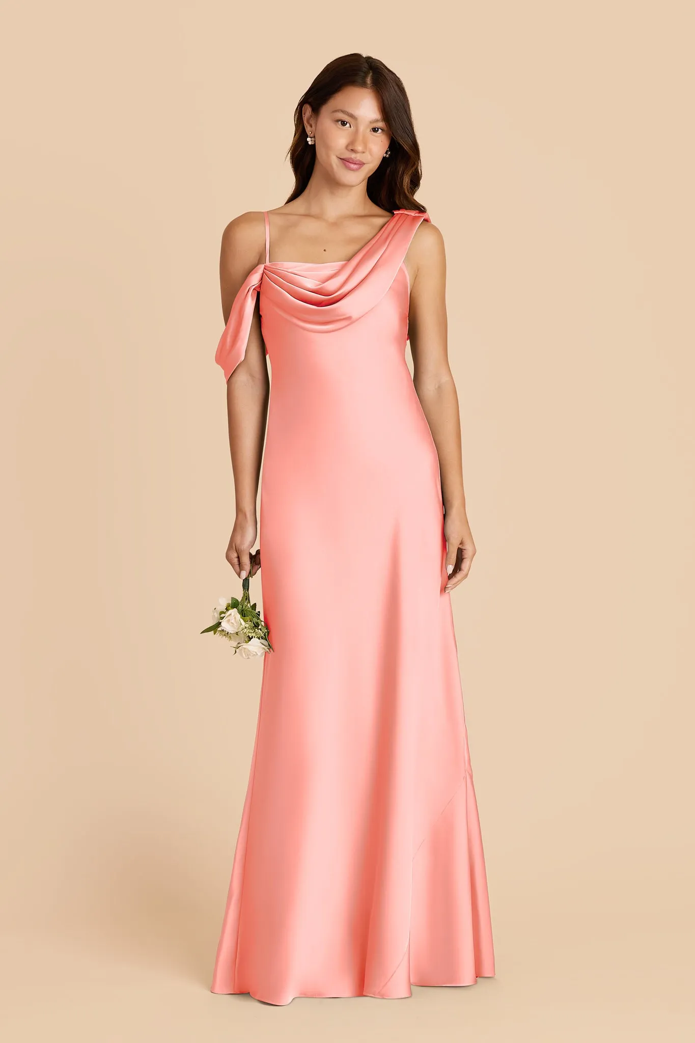 Freya Matte Satin Dress - Coral Pink sold by Birdy Grey product image thumbnail 2