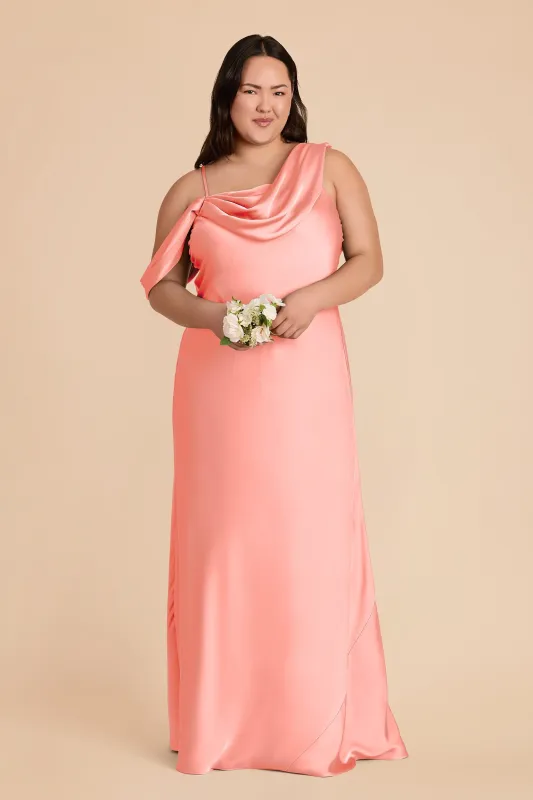 Freya Matte Satin Dress - Coral Pink sold by Birdy Grey