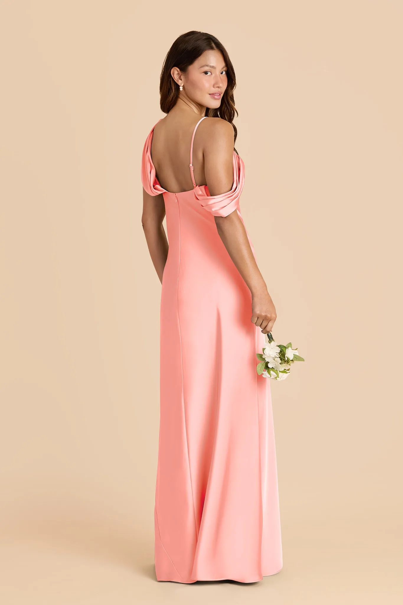 Freya Matte Satin Dress - Coral Pink sold by Birdy Grey product image thumbnail 4