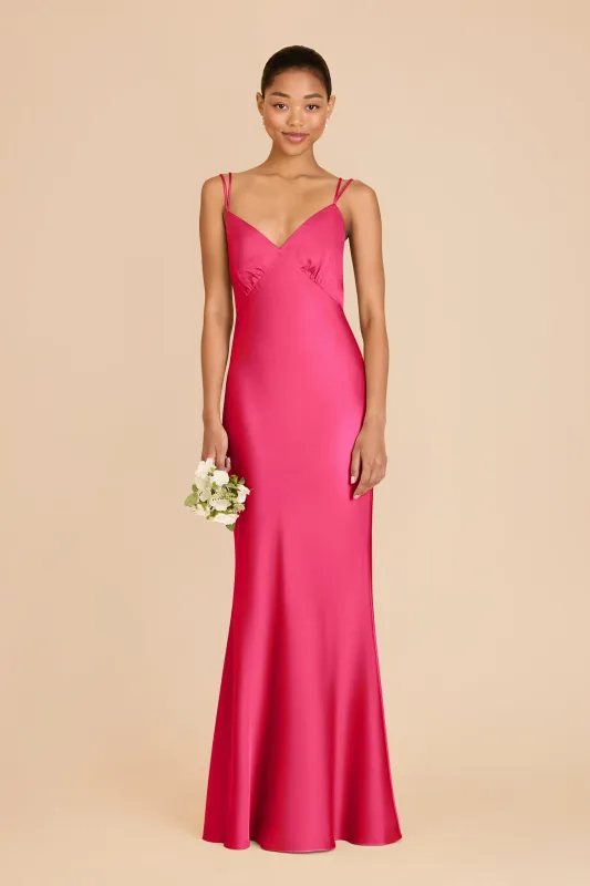 Dasha Matte Satin Dress - Fuchsia sold by Birdy Grey