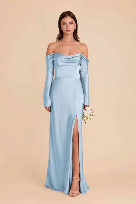 Maya Matte Satin Dress - Sky Blue made by Birdy Grey