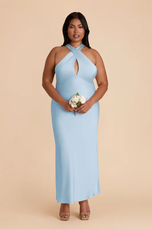 Monique Matte Satin Dress - Sky Blue sold by Birdy Grey